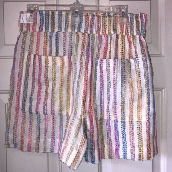 Lou & Grey Loft Rainbow Stripe Shorts Pensive Blue Size Small - Picture 3 of 8